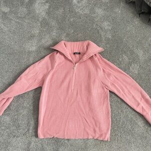 Pink Quarter-Zip Women's Sweater